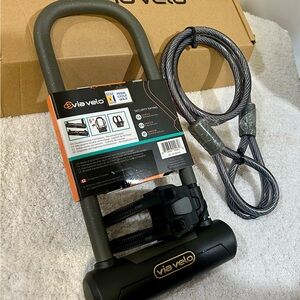 Bike U-Lock with Cable for road mountain electric folding bike scooter moped